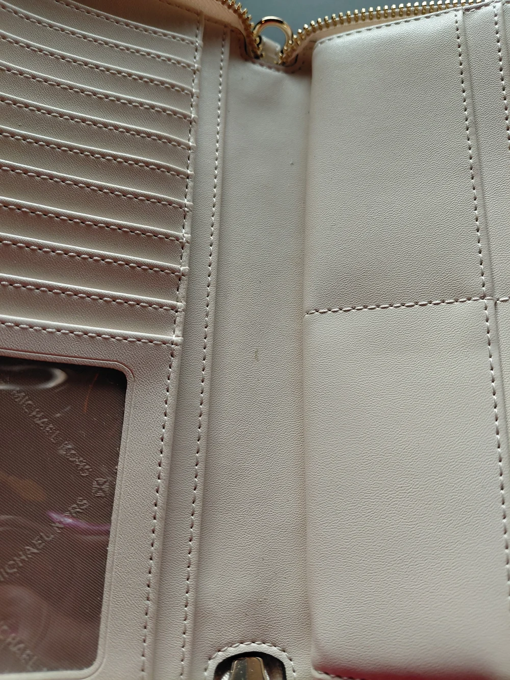 Michael Kors Cream Leather Wallet with Gold Logo